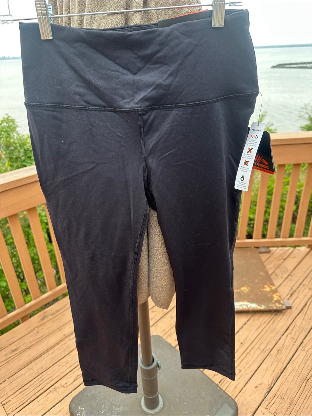 RBX Black Capri Workout Leggings with Orange Logo Tag